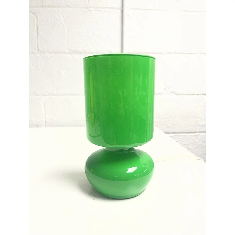 Ikea Lykta Kelly Green Glass Table Lamp Mushroom Vintage Dark Green‎ Y2K WORKS